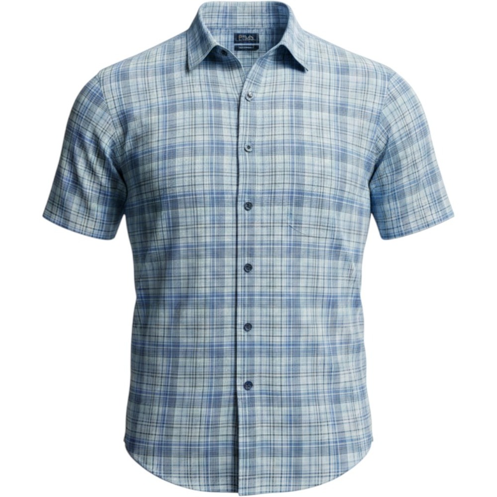 Jos. A. Bank Button Down Mens L Blue Plaid Traveler Short Sleeve Traditional Fit